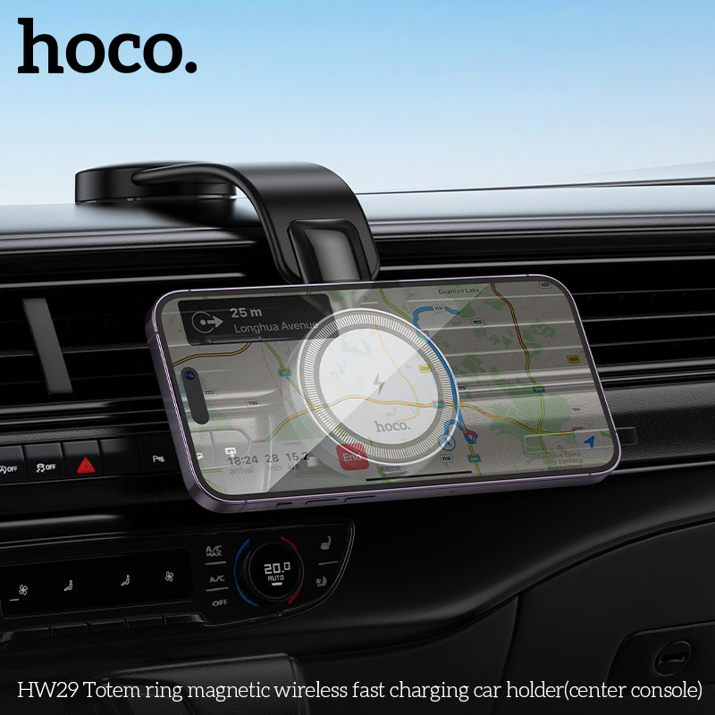 HOCO HW29 | Totem ring magnetic wireless 15W fast charging car holder HOCO HW29 | Totem ring magnetic wireless 15W fast charging car holder